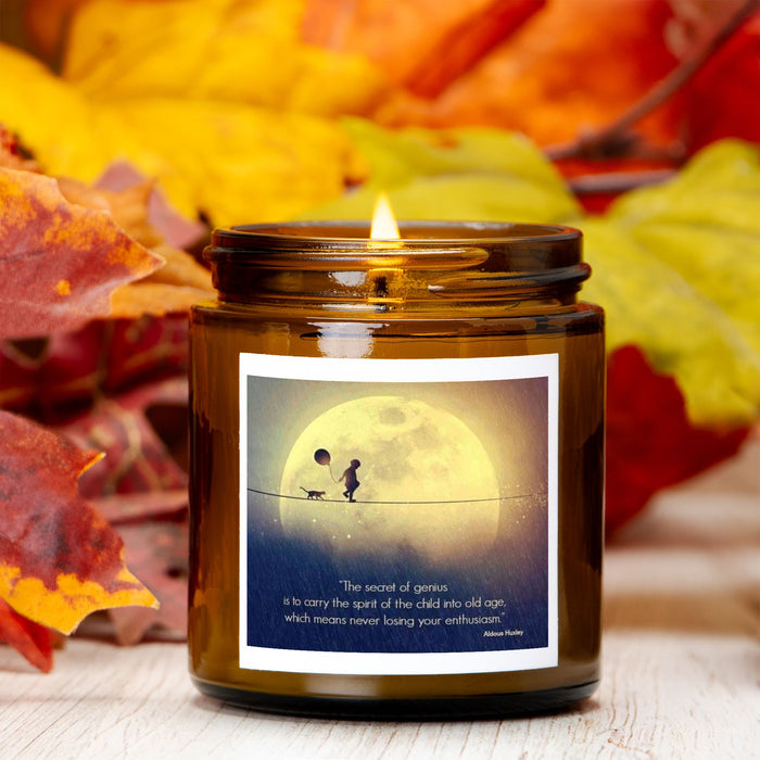 Moon and Child Candle Amber Jar 4oz | Hand Poured in the USA