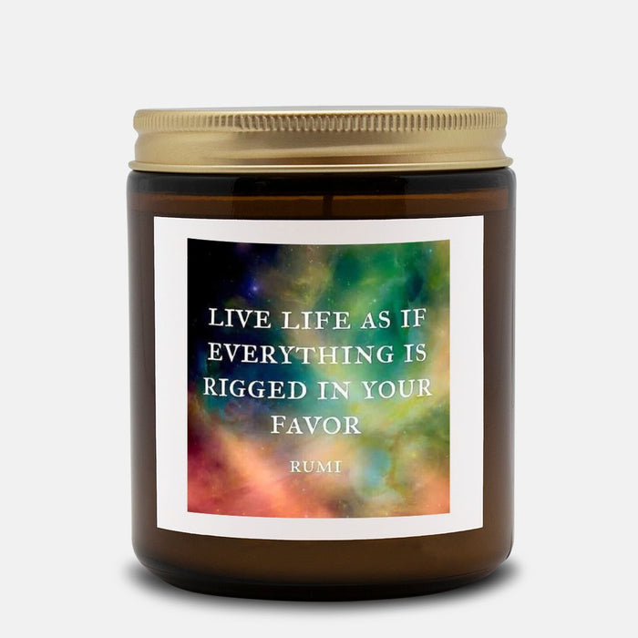 Rumi Quote Candle Amber Jar 9oz