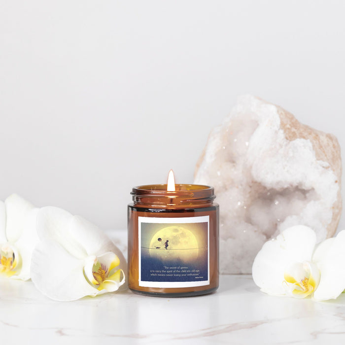 Moon and Child Candle Amber Jar 4oz | Hand Poured in the USA