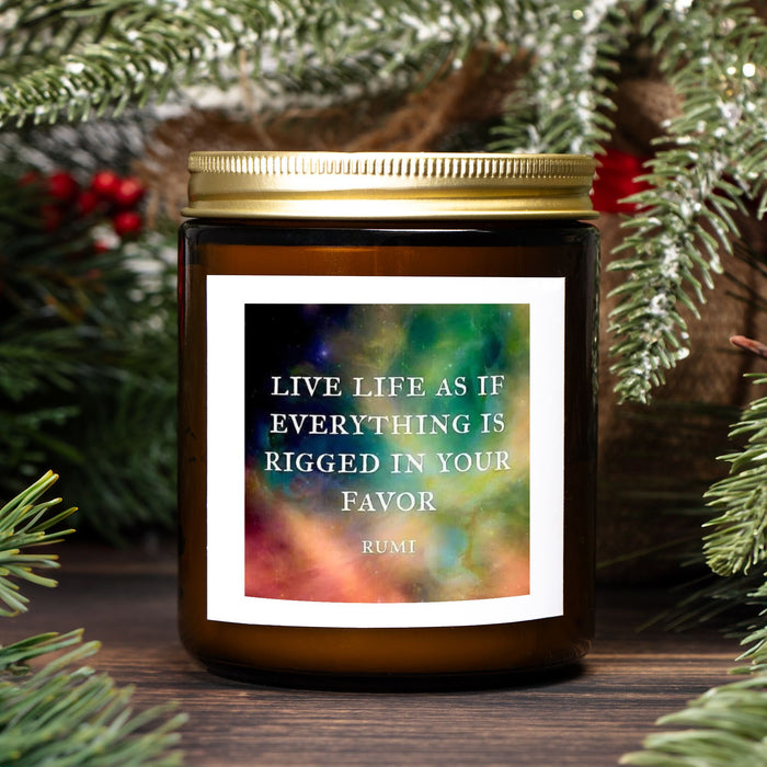 Rumi Quote Candle Amber Jar 9oz