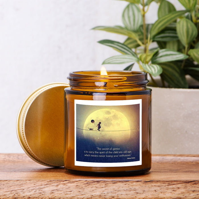 Moon and Child Candle Amber Jar 4oz | Hand Poured in the USA