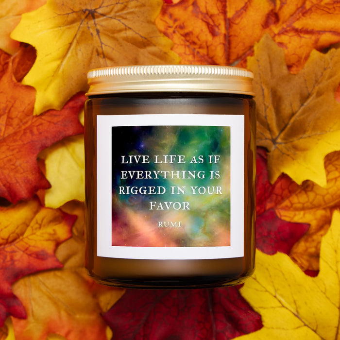 Rumi Quote Candle Amber Jar 9oz